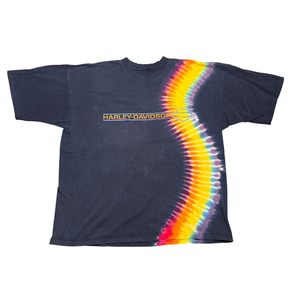 Vintage Harley Davidson Grand Junction Colorado Tie Dye T-Shirt Navy Blue XL